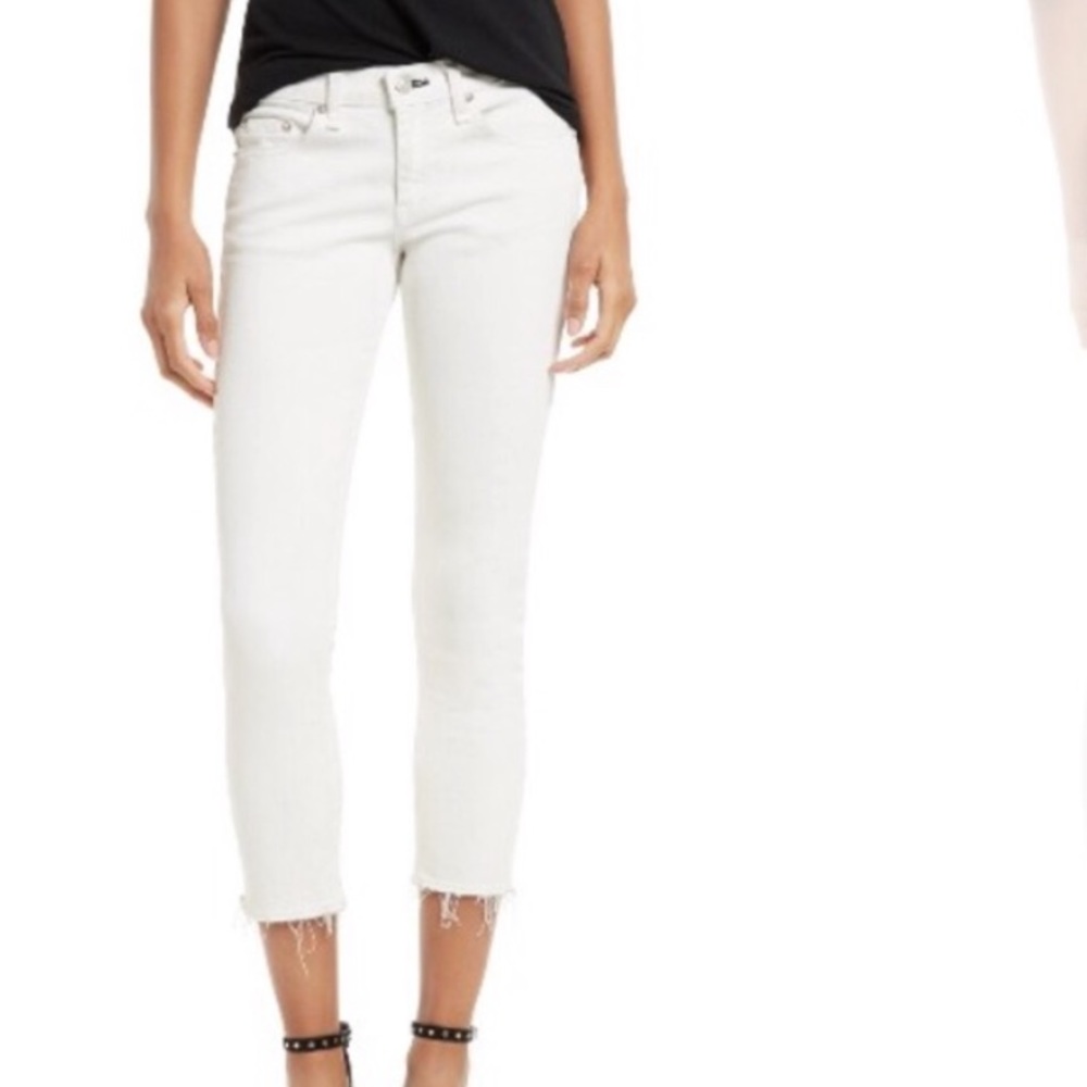 Rag and bone white jeans frayed hem